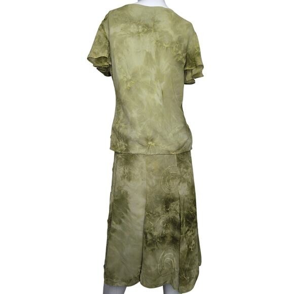 Vintage Crinkle Skirt Set 8 Forest Fairy Grunge 90s Y2K Boho Cottagecore Green - Picture 3 of 9